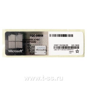 Microsoft Windows 10 Pro 64-bit, Rus, COA, NO DVD [FQC-08909]